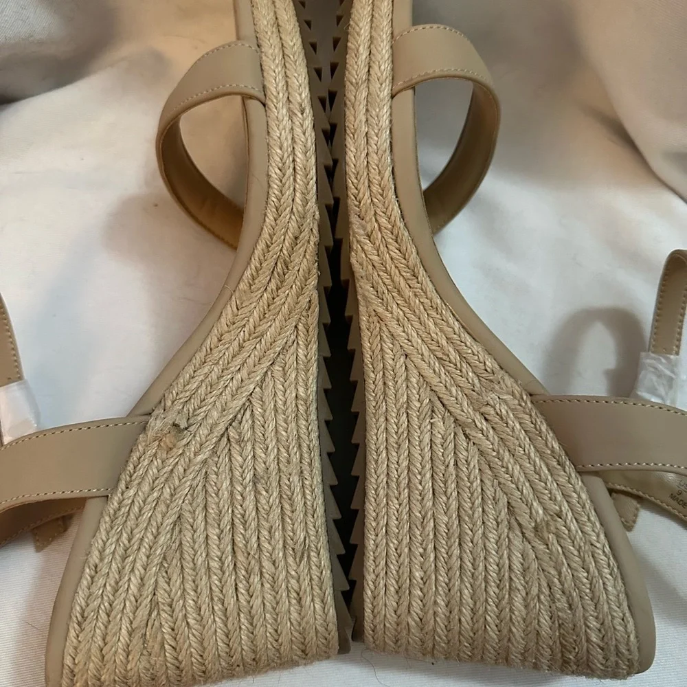 Ankis Nude Espadrille Wedge Sandals Women 9 Platform Ankle Strap Summer